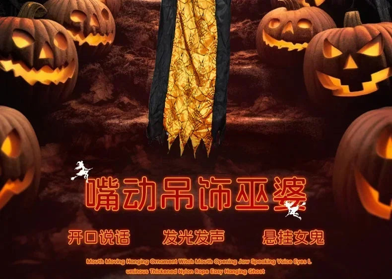 Halloween Witch Ghost Decor Horror Pendant Glowing Prank Props Electric Toys Haunted House Bar Club Home Festival Decoration