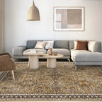 Rug for Living Room, Machine Washable, Non-Slip,Stain & Water Resistant, Low-Pile Moroccan Trellis Hallway Vintage Foldable Rug
