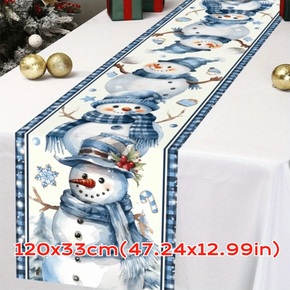 New New Year Christmas Table Runner Snowman Santa Claus Christmas Tablecloth Navidad Gift Elk Table Decor Christmas Party