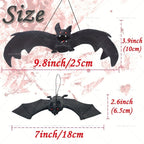 12PCS Halloween Hanging Bat Ornaments Mixed Sizes Realistic Simulation Bat Holiday Halloween Party Day of the Dead Decorations