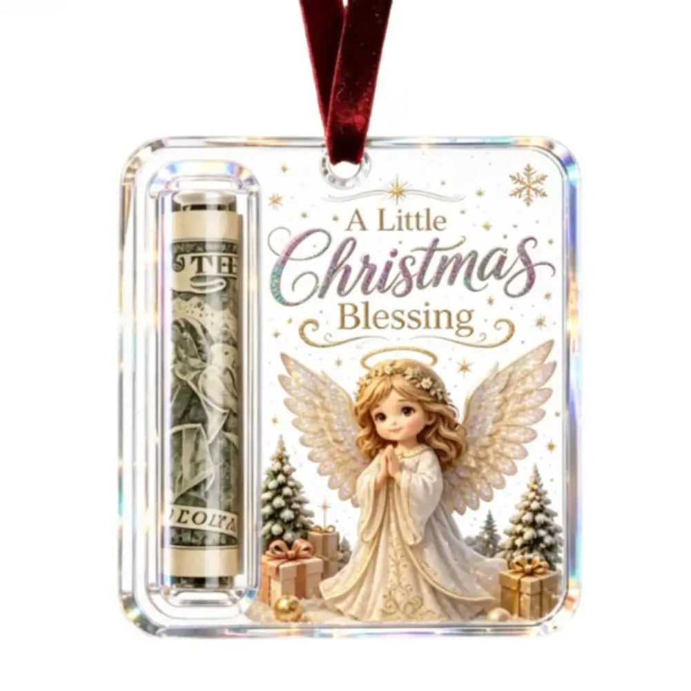 Christmas Cartoon Snowman Elk Santa Claus Acrylic Money Holder Merry Christmas Tree Hanging Ornaments Xmas Tree Pendant Gifts