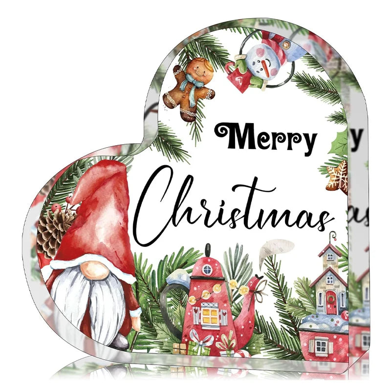 Christmas Atmosphere Heart Acrylic Ornament Desktop Decoration Transparent Stand