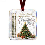 Christmas Cartoon Snowman Elk Santa Claus Acrylic Money Holder Merry Christmas Tree Hanging Ornaments Xmas Tree Pendant Gifts