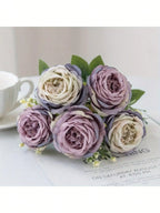 4pcs Artificial Peony Flowers - UV Resistant Real Touch Fake Bouquet For Garden Patio Wedding Engagement Decor, Versatile Home Decor Without Container