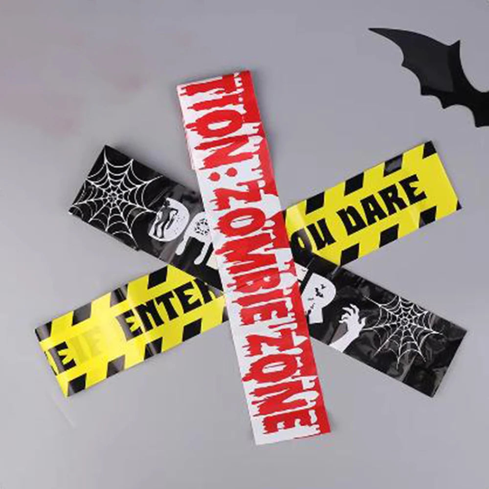 Halloween Party Decoration Warning Tape Scary Caution Tape Roll Hazard Warning Tape Indoor Outdoor Spooky DIY Prop Decorations