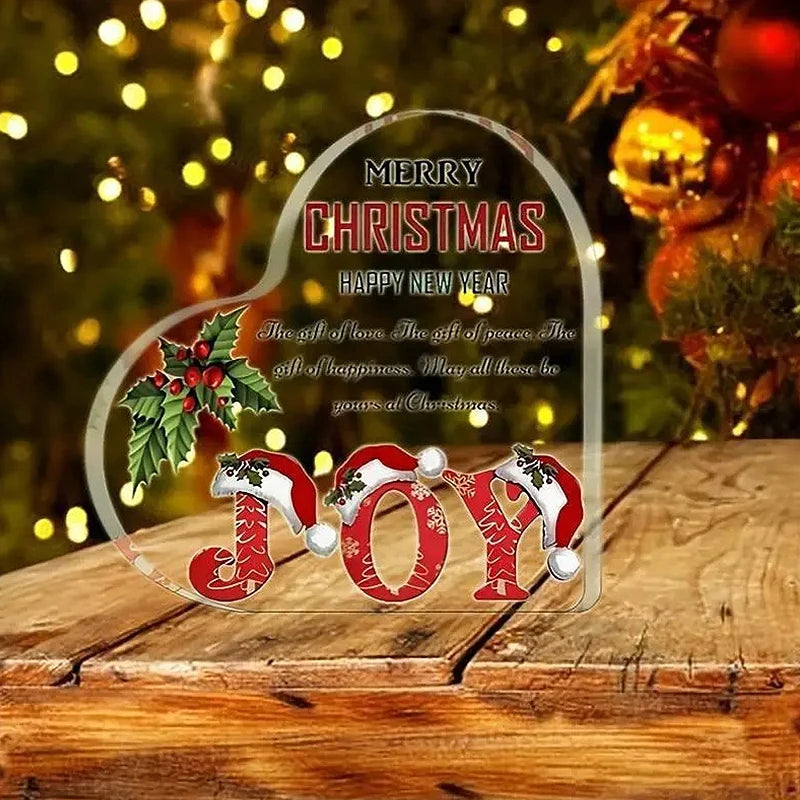 Christmas Atmosphere Heart Acrylic Ornament Desktop Decoration Transparent Stand