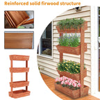 4-Tier Vertical Raised Planter Box Elevated Garden Bed Outdoor Wooden Herb Planter for Gardening And Plant Cultivation