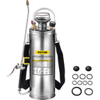 SucceBuy 4-12L Hand Powered Sprayer Stainless Steel Watering Spraying Atomizer Pump Home Ground Garden Cleaning Sprayer