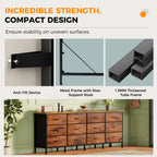 JHK 12 Fabric Cabinet For Living Room Drawers Beside Nightstand Tables Wood Top Entertainment Center Large Fabric TV Consoles for Bedroom Up to 80'' TVs Storage Closet Chest Clothes Display Of Furniture