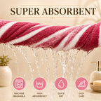 8-Piece Ultra Absorbent Towel Set, Lint-Free & Super Soft Two-Tone Striped Bath Towel Collection, Premium Microfiber Bathroom Towel Set Includes 2 Bath Towels, 2 Face Towels & 4 Hand Towels, Suitable for Bathroom, Spa & Hotel