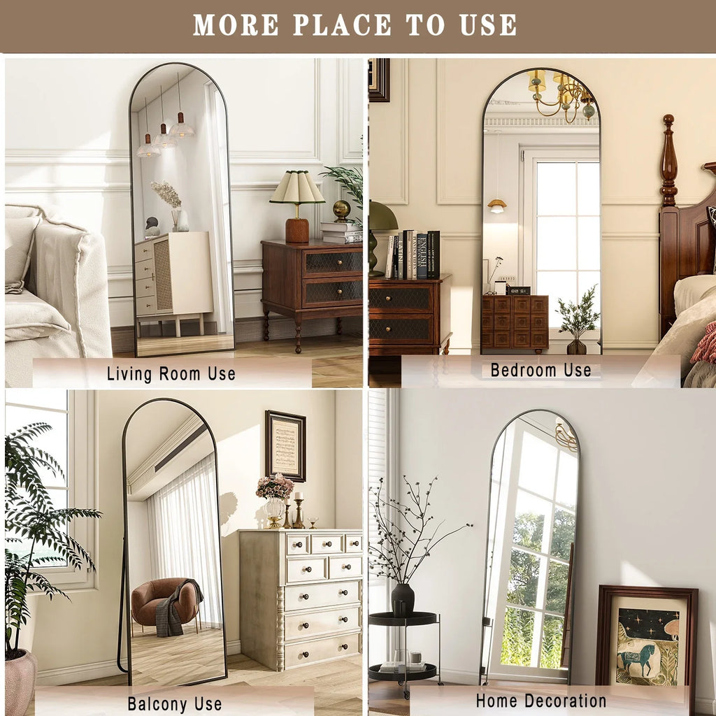 59x16 64x21 71x26 Black Arched Full-Length Mirror Free Standing Full Body Floor Mirror for Home Decor And Styling
