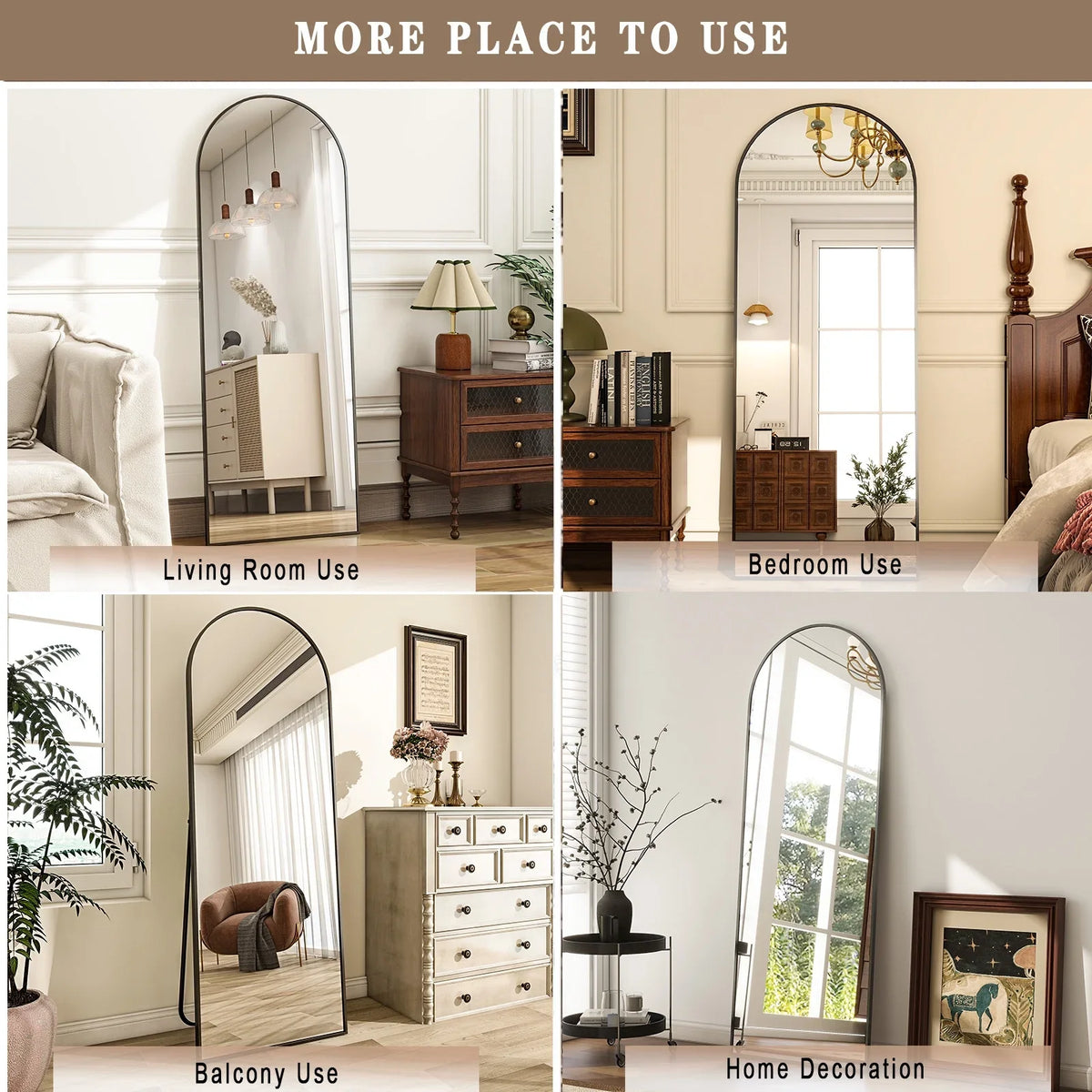 59x16 64x21 71x26 Black Arched Full-Length Mirror Free Standing Full Body Floor Mirror for Home Decor And Styling
