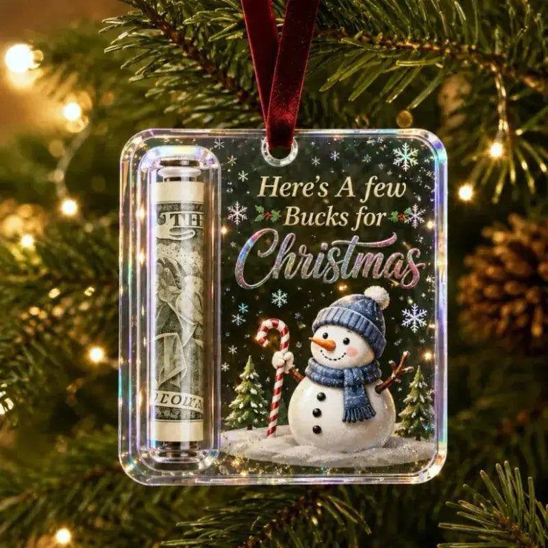 Christmas Cartoon Snowman Elk Santa Claus Acrylic Money Holder Merry Christmas Tree Hanging Ornaments Xmas Tree Pendant Gifts