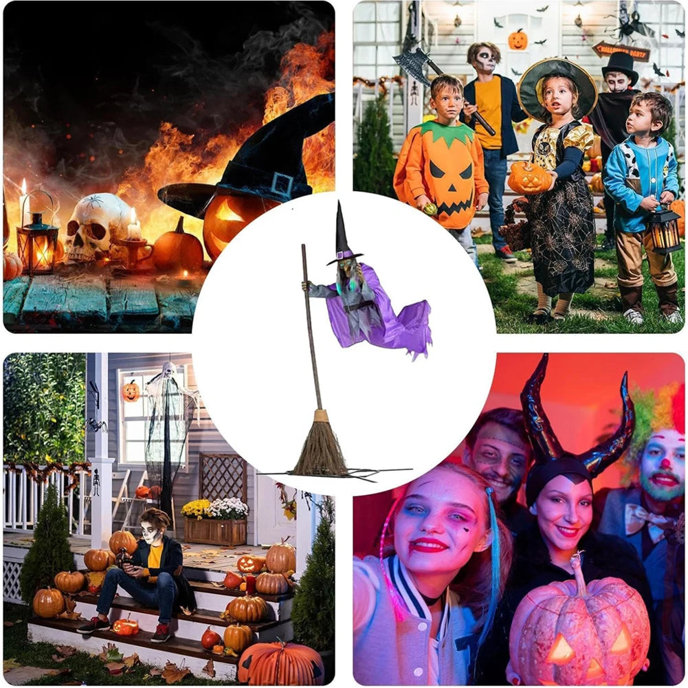 Halloween Decoration Flying Witch with Scary Sounds & Lights Large Hanging Luminous Soundmaking Bar House Horror Decoration
