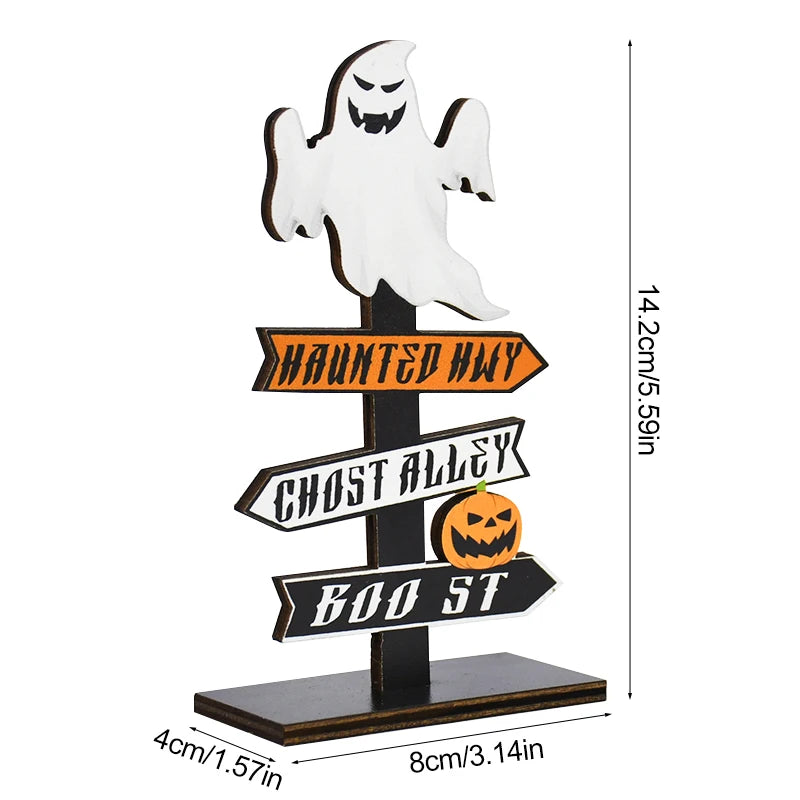 Halloween Wooden Ornament Ghost Pumpkin Skull Horror Desktop Decoration For Kids Halloween Party Supplies