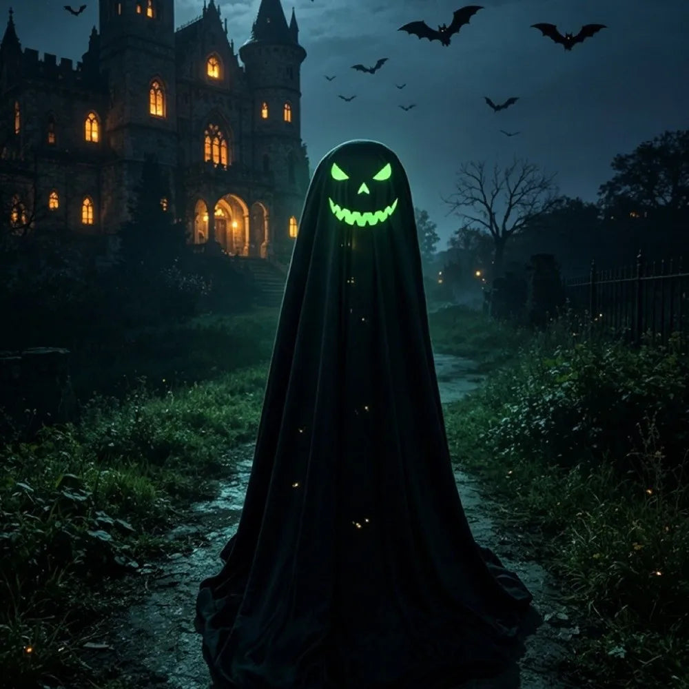 Luminous Halloween Standing Ghost Decor Adjustable Gothic Outdoor Light-up Ghost ED Lights Soft LED Lights Halloween Decor Prop