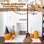 Halloween Floating Witch Broom with Witch Hat Haunted Dancing Moving Prop with Ghost Sounds Terror Atmosphere Home Party Decor