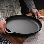Multifunctional Cast Iron Skillet Non-Stick Design for Pizza Grilling Pancakes Compatible with All Stove Types