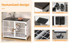 Wooden Dog Crate Furniture with Metal Frame, Large Indoor Dog Kennel End Table, Stylish Pet Cage with 3 Doors and Removable Tray