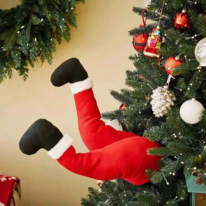 Christmas Tree Decoration Plush Door Decoration Santa Elf Legs Decoration Home Hanging Ornaments Children Gift Surprise Supplies