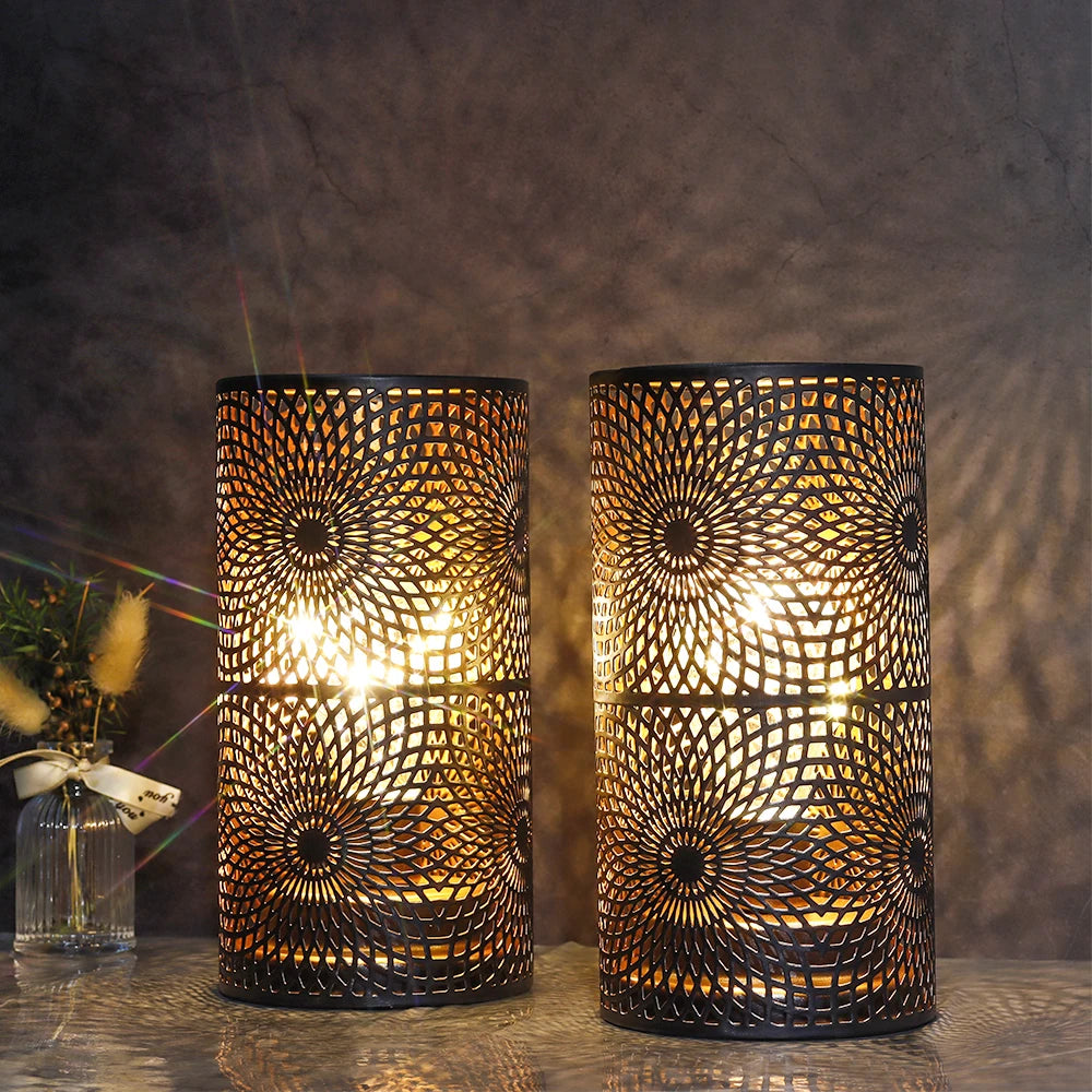 2Pcs Table Metal lamp Battery Powered Cordless Lamp Battery Operated Led Lantern for Patio Events Weddings Parties Home Decor