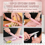 19-in-1 Kitchen Knife & Silicone Utensil Combo Set, Heat Resistant Cooking Tools with Detachable Storage Organizer