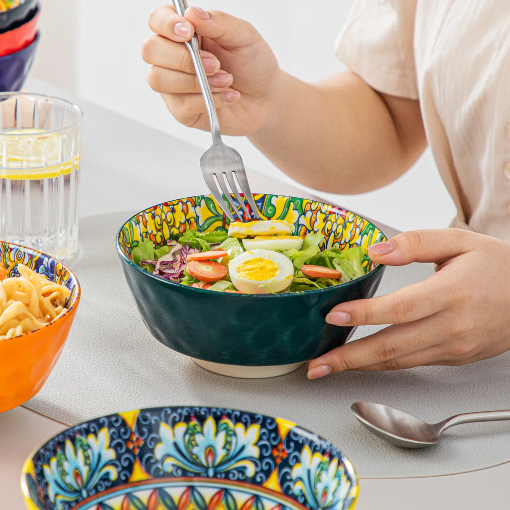 Vancasso 12/16/18/24 Piece Ceramic Dinnerware Set Stoneware Bohemian Style with Dinner/Dessert Plate/Cereal/Pasta Bowl For 6