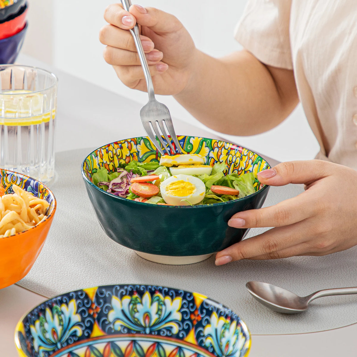 Vancasso 12/16/18/24 Piece Ceramic Dinnerware Set Stoneware Bohemian Style with Dinner/Dessert Plate/Cereal/Pasta Bowl For 6