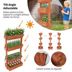 4-Tier Vertical Raised Planter Box Elevated Garden Bed Outdoor Wooden Herb Planter for Gardening And Plant Cultivation