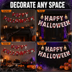 Halloween Ceiling Hangings: Skeletons, Mummies, Bloodstained Handprints, Bat Garlands. Kids Halloween Home Decor