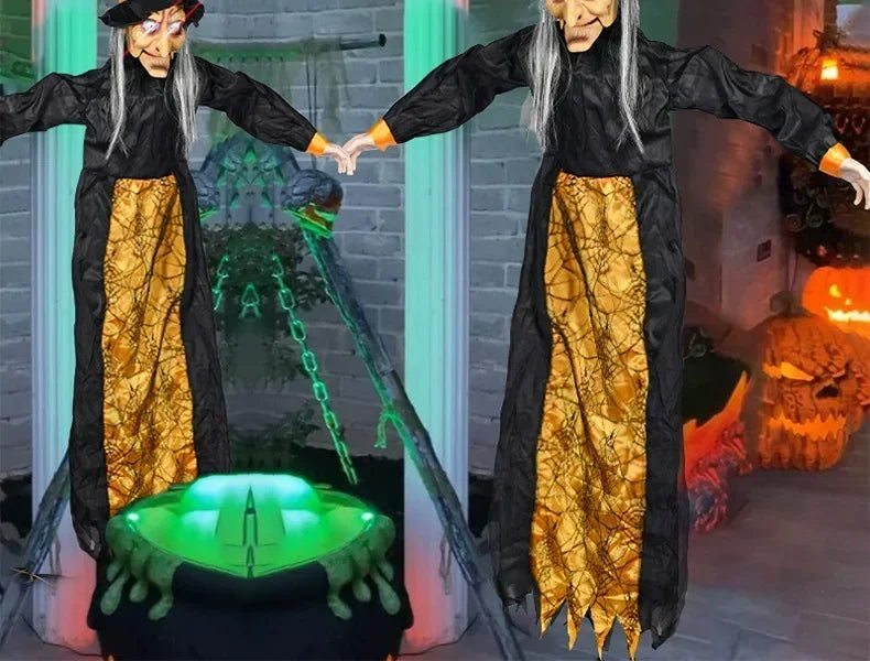 Halloween Witch Ghost Decor Horror Pendant Glowing Prank Props Electric Toys Haunted House Bar Club Home Festival Decoration