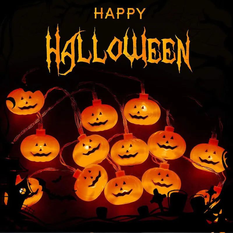 Halloween Led Lights String Twinkle Party Festoon Light Decoration Skull Pumpkin Bat Outdoor Lights Garland Street Portable
