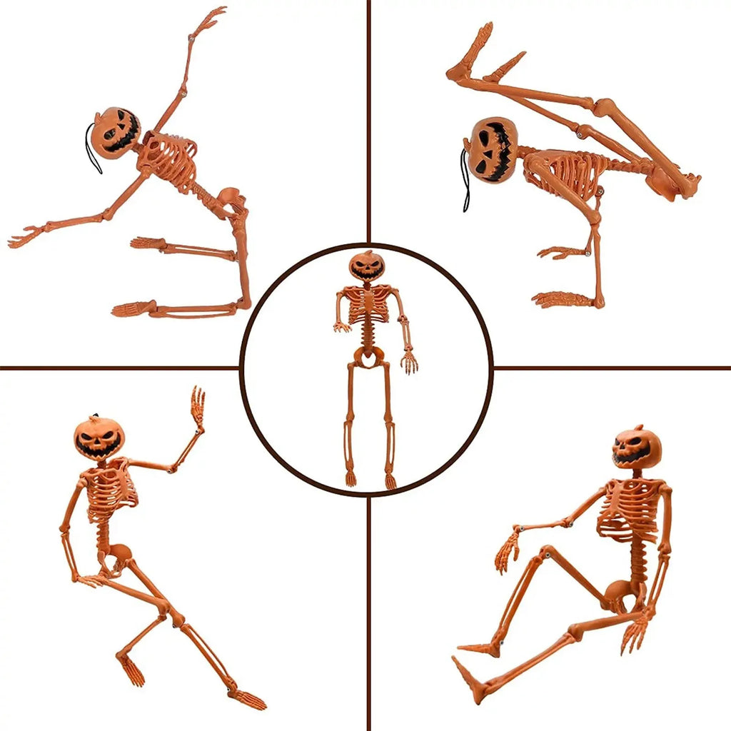 Halloween Person Size Skeleton Hanging Props Poseable Movable Fake Human Skull Bones Haunted House Party Decoration