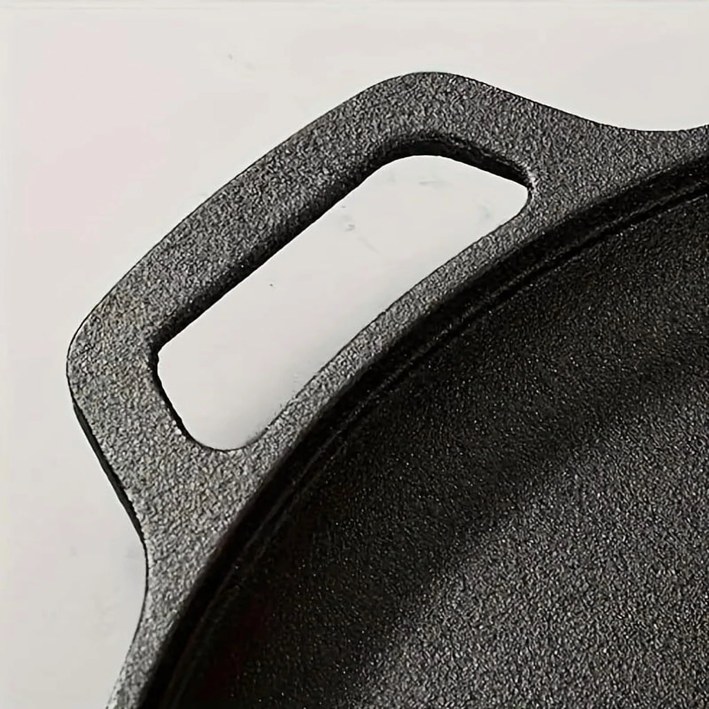 Multifunctional Cast Iron Skillet Non-Stick Design for Pizza Grilling Pancakes Compatible with All Stove Types