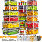 48PCS BPA-Free Food Storage Set – 24 Airtight Containers with Lids & Labels for Kitchen, Pantry & Travel