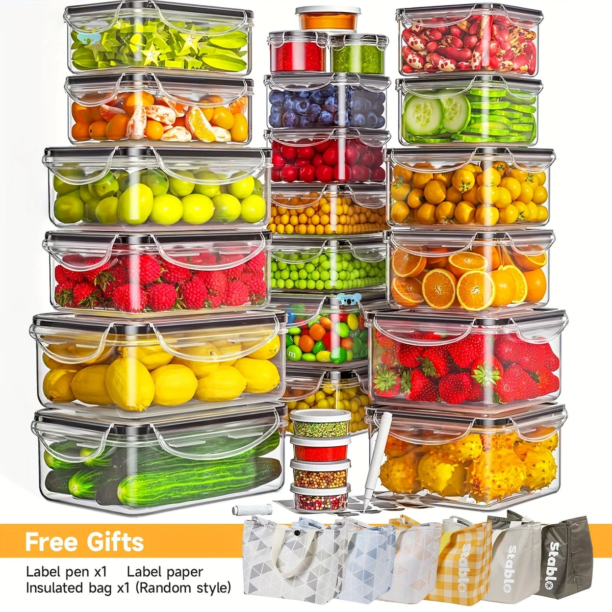 48PCS BPA-Free Food Storage Set – 24 Airtight Containers with Lids & Labels for Kitchen, Pantry & Travel