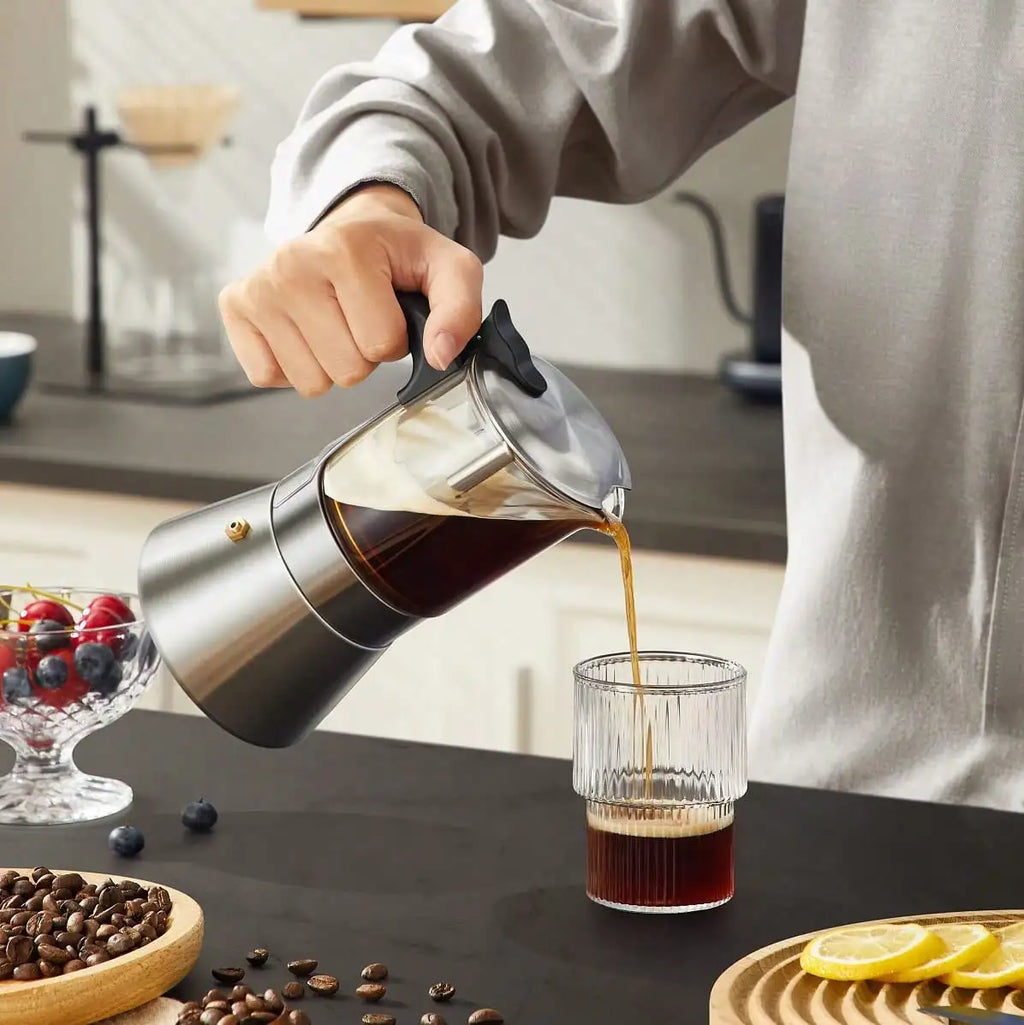 12Cup Coffee Maker Stainless Steel Espresso Maker 600ML Moka Pot Espresso Maker For Home Kitchen Camping Coffee Pot