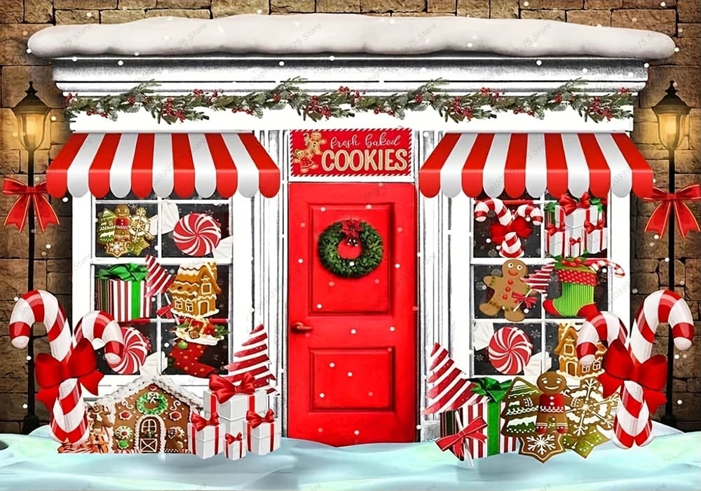 Christmas Photography Backdrop Vinyl Santa's Toy Shop Decoration Backdrop for Xmas Party Supplies Photo Background Studio Decor