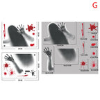 【H】Halloween Stickers Horror Blood Hand Print Door Stickers Window Bathroom Shadow Glass Female Ghost Wall Decal Halloween Decor