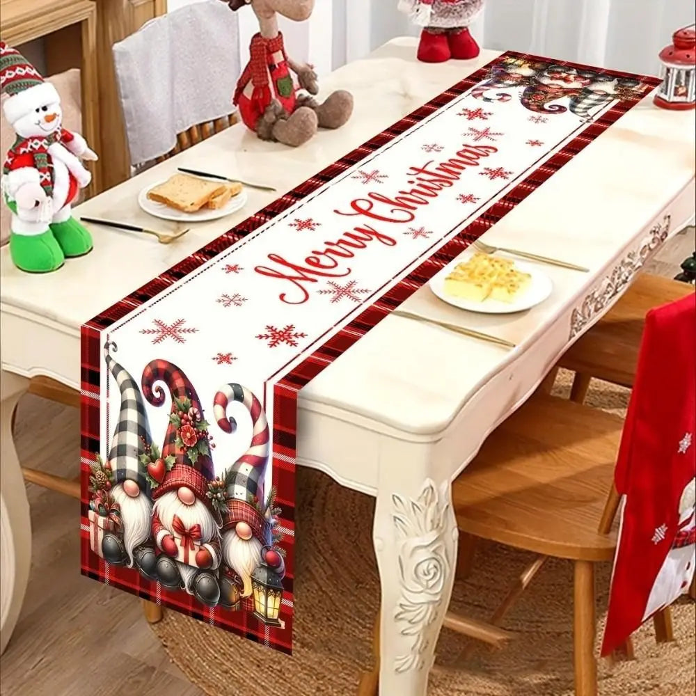 New New Year Christmas Table Runner Snowman Santa Claus Christmas Tablecloth Navidad Gift Elk Table Decor Christmas Party