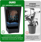 Rectangular Planters Set of 2, Large Plant Pots with Drainage Holes＆Water Level Monitor for Outdoor Indoor Patio Porch Rooms