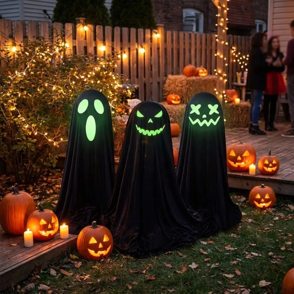 Luminous Halloween Standing Ghost Decor Adjustable Gothic Outdoor Light-up Ghost ED Lights Soft LED Lights Halloween Decor Prop