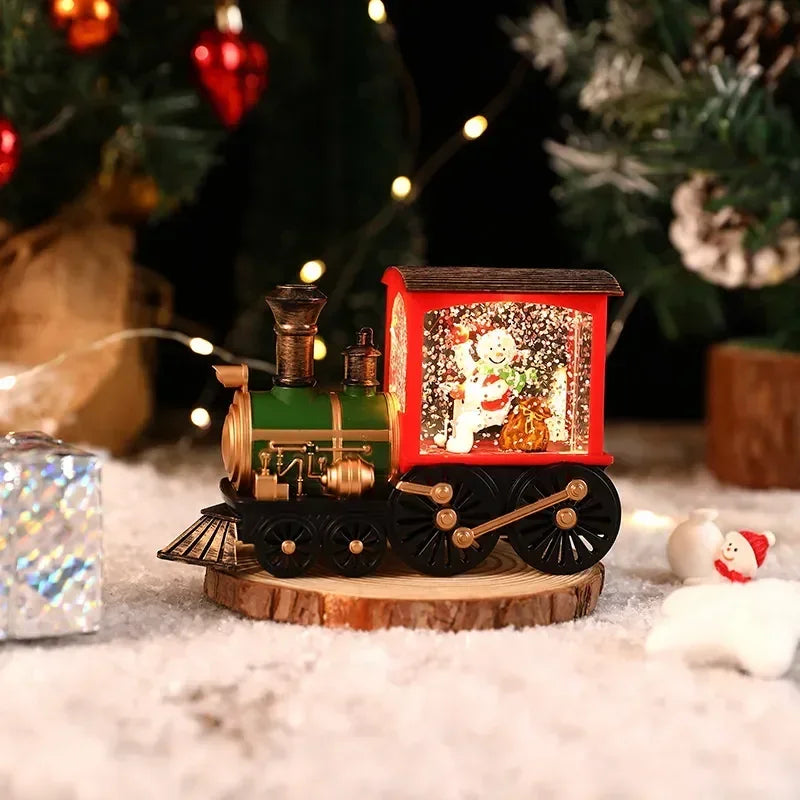 Christmas Gift Christmas Crystal Ball Ornaments LED Lights Train Santa Claus Merry Christmas Decoration for Home Party Xmas
