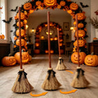 Halloween Animated Floating Witch Broom Sound Activated Dancing Magic Broom Detachable Electric Broom Prop Horror Party Decor