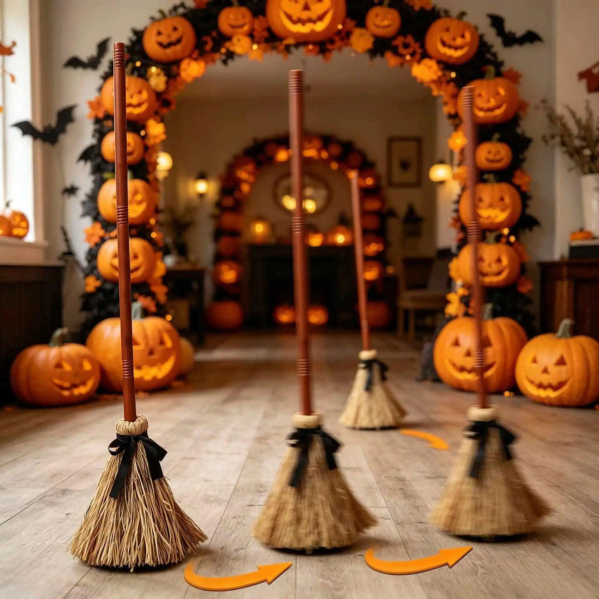 Halloween Animated Floating Witch Broom Sound Activated Dancing Magic Broom Detachable Electric Broom Prop Horror Party Decor