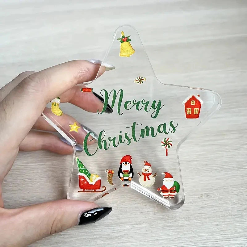 Christmas Atmosphere Heart Acrylic Ornament Desktop Decoration Transparent Stand