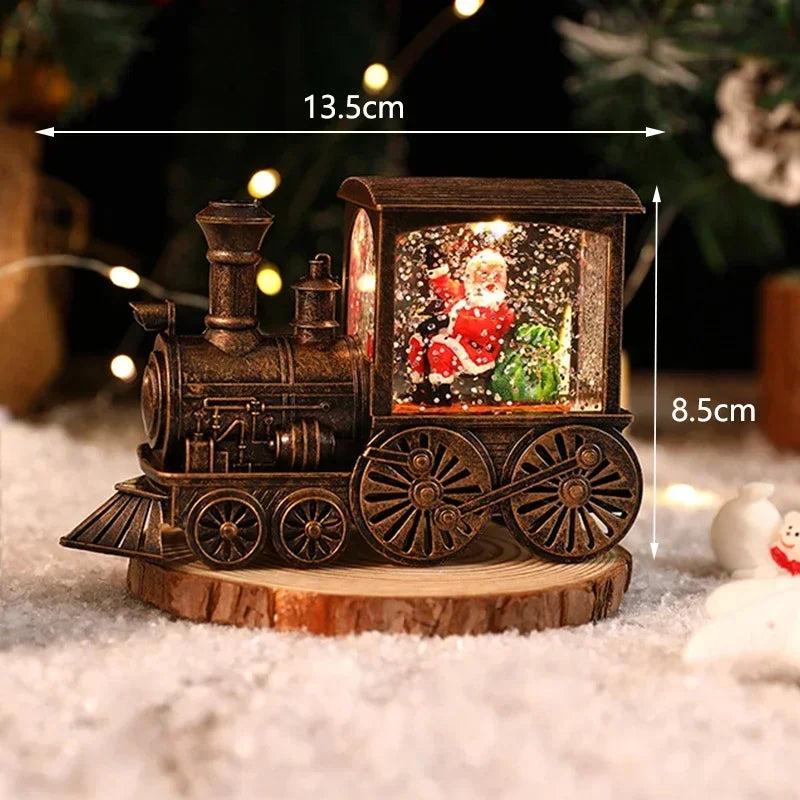 Christmas Gift Christmas Crystal Ball Ornaments LED Lights Train Santa Claus Merry Christmas Decoration for Home Party Xmas