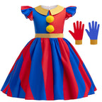 Halloween Amazing  Digital Circus Pomni Cosplay Costume Carnival Fancy Red Blue Clown Dress Up Disguise Joker Headwear