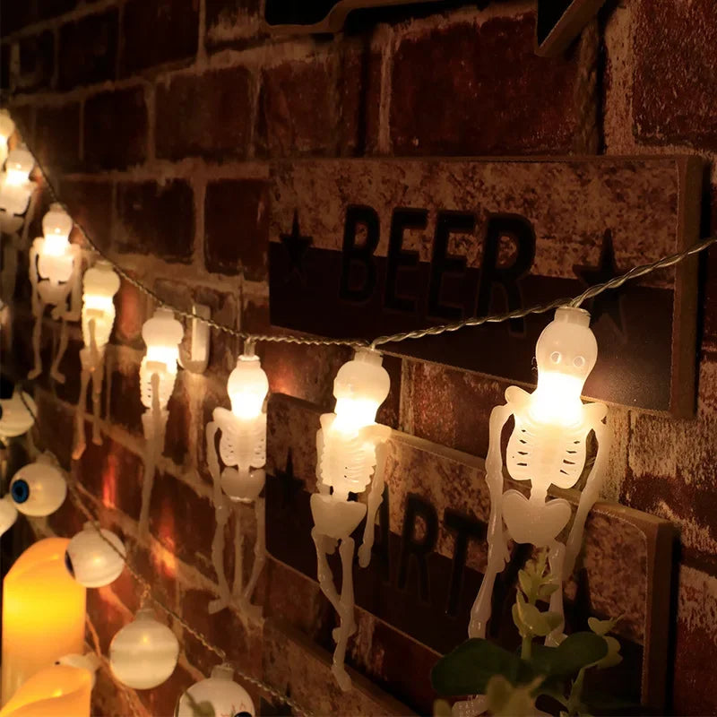 Halloween Led Lights String Twinkle Party Festoon Light Decoration Skull Pumpkin Bat Outdoor Lights Garland Street Portable