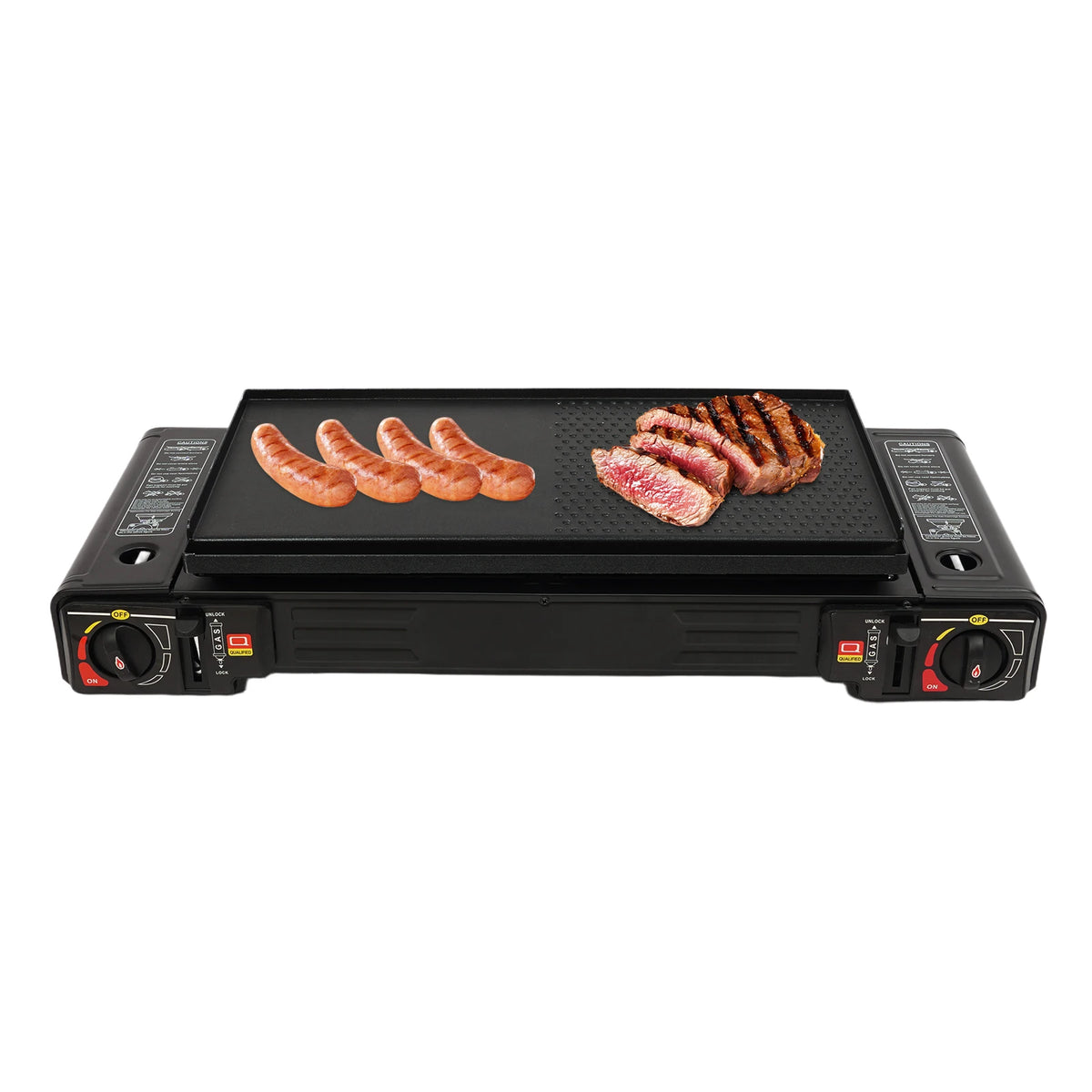 Portable Dual-Burner Camping Stove with Carrying Case 2500W Power Per Burner Ideal for Outdoor Cooking Picnics Camping Trips